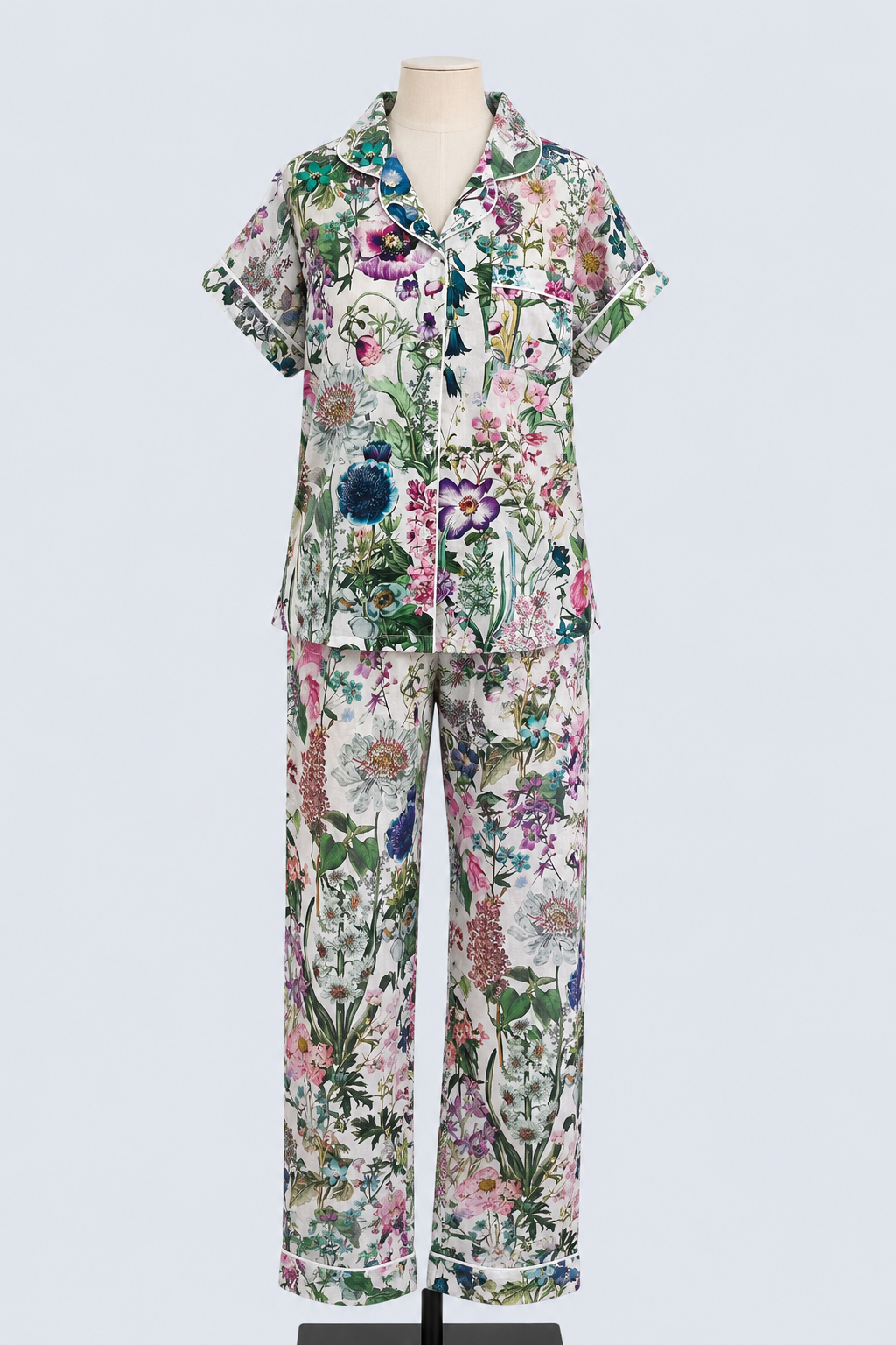 Pyjamas Short Sleeve & Long Pant - Pansies