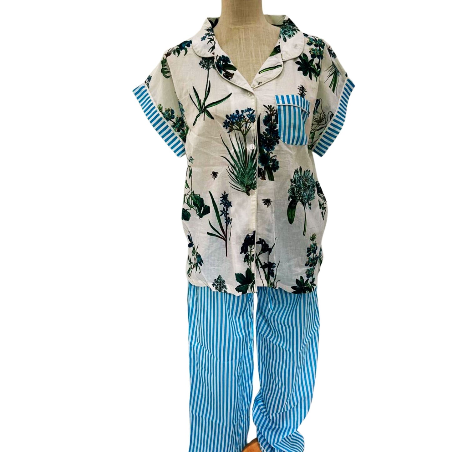 Pyjamas Short Sleeve & Long Pant - True Blue