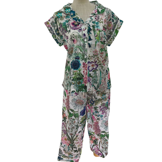 Pyjamas Short Sleeve & Long Pant - Pansies