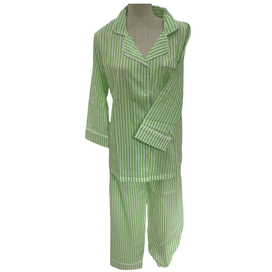Long Set Pyjamas - Stripe Green
