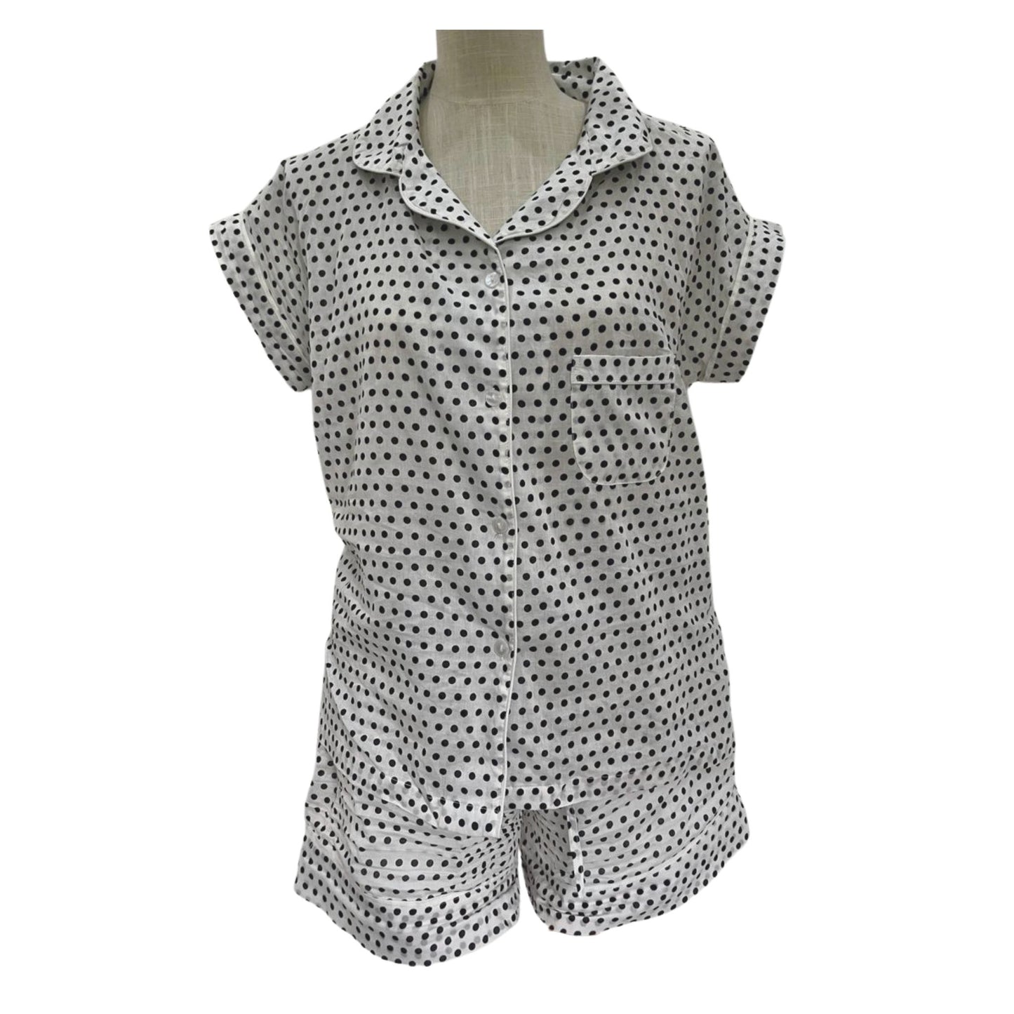 Short Set Pyjamas - Polka Dot Black & White