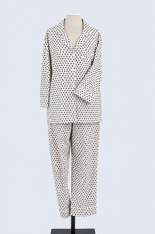 Long Set Pyjamas - Polka Dot Black & White