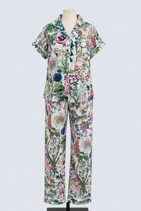 Pyjamas Short Sleeve & Long Pant - Pansies