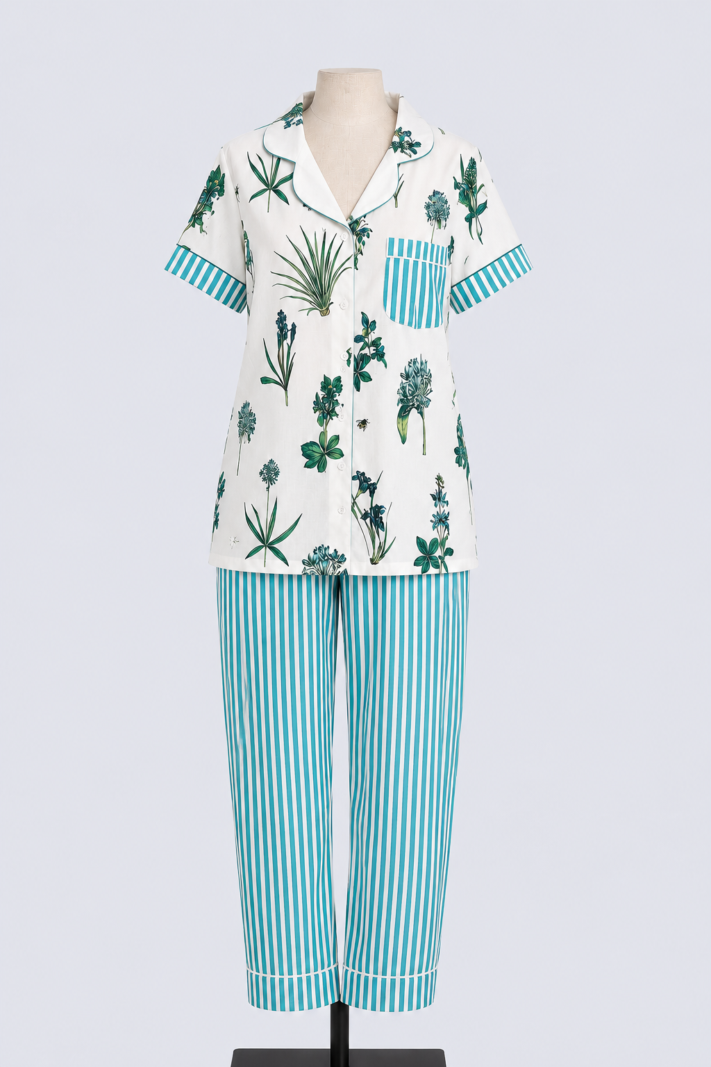 Pyjamas Short Sleeve & Long Pant - True Blue