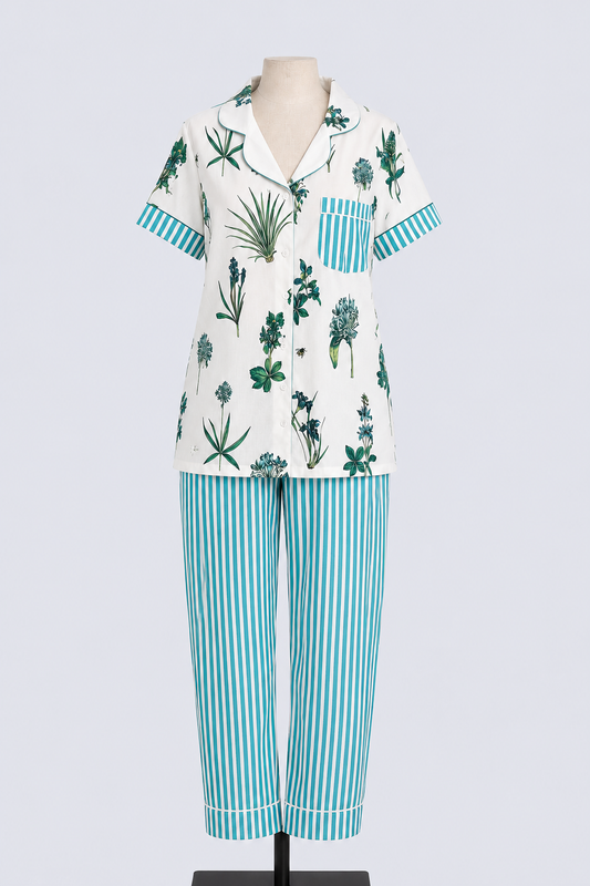 Pyjamas Short Sleeve & Long Pant - True Blue