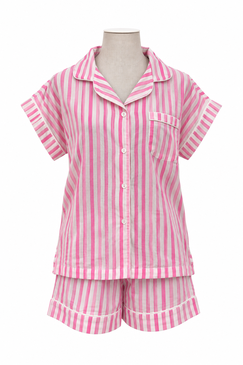 Short Set Pyjamas - Candy Stripe Pink
