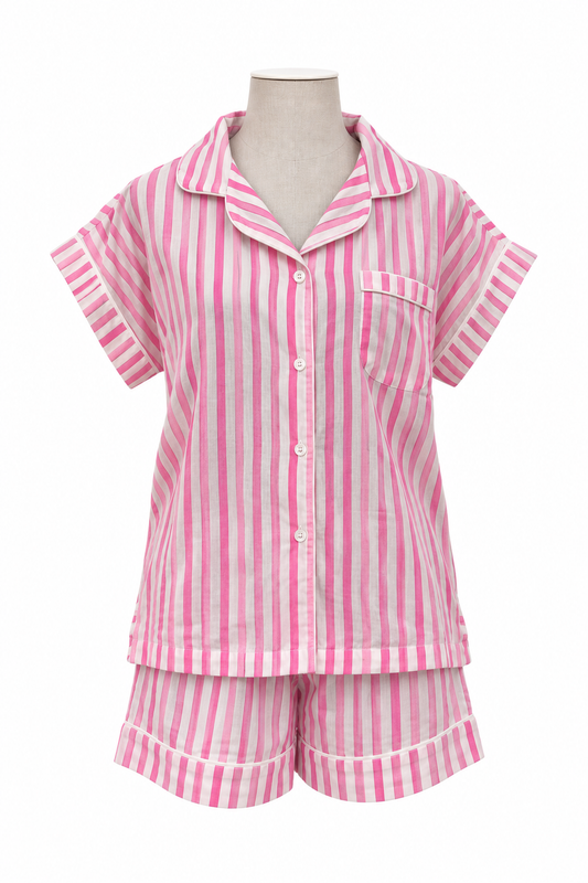 Short Set Pyjamas - Candy Stripe Pink