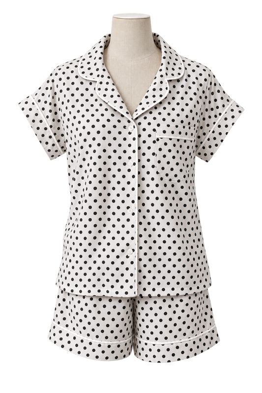 Short Set Pyjamas - Polka Dot Black & White