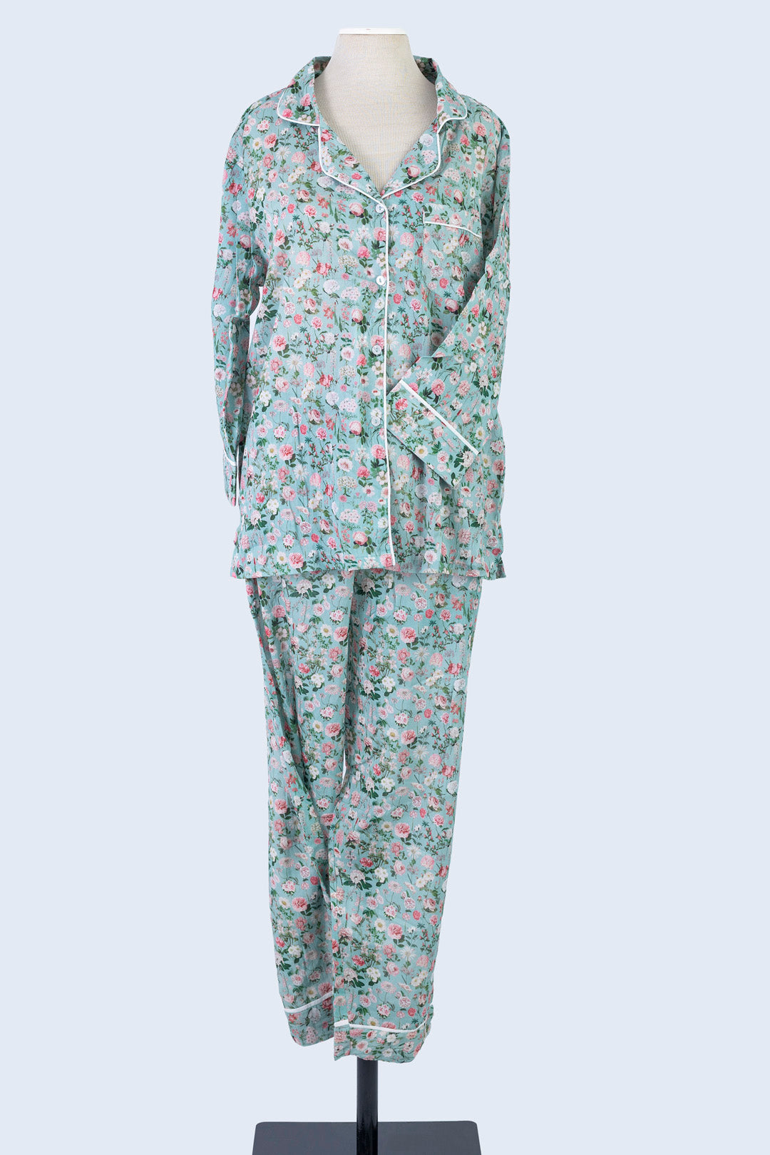 Long Set Pyjamas - Peony Aqua