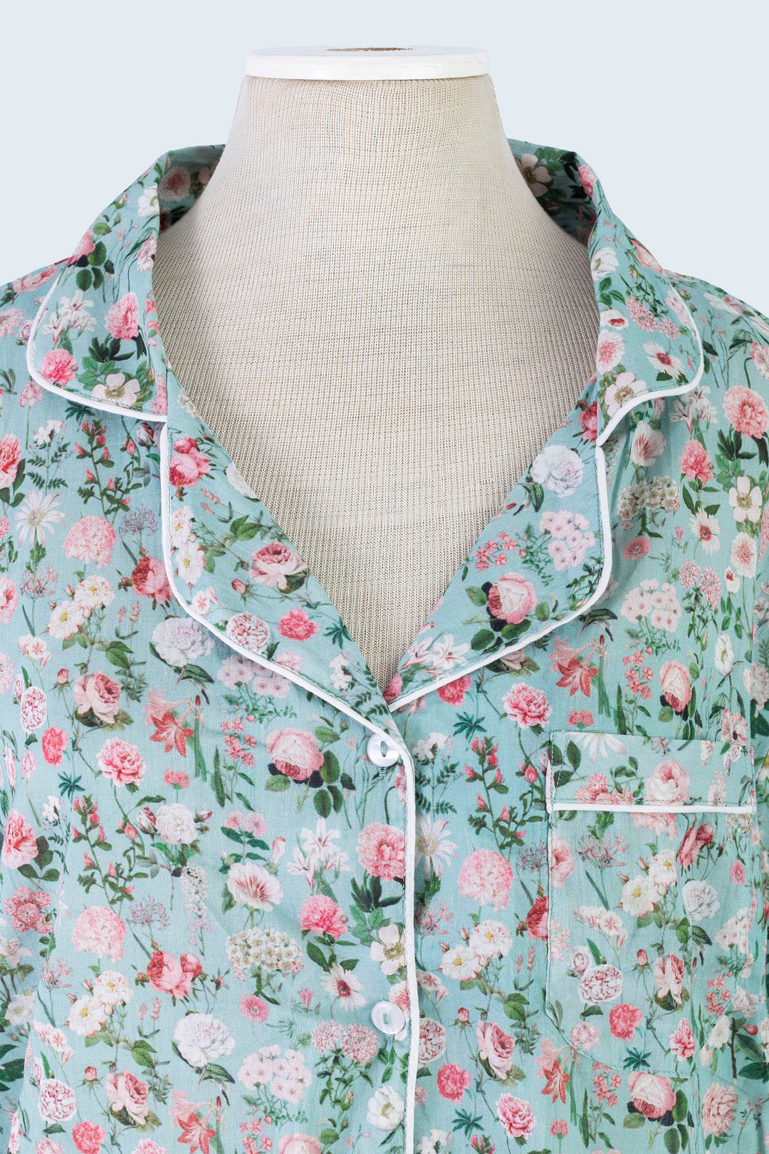 Long Set Pyjamas - Peony Aqua