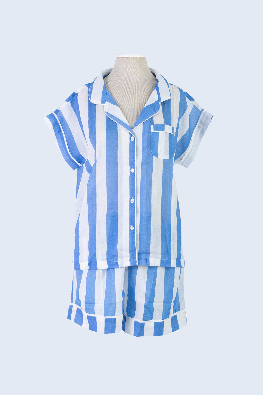 Short Set Pyjamas - Periwinkle Stripe